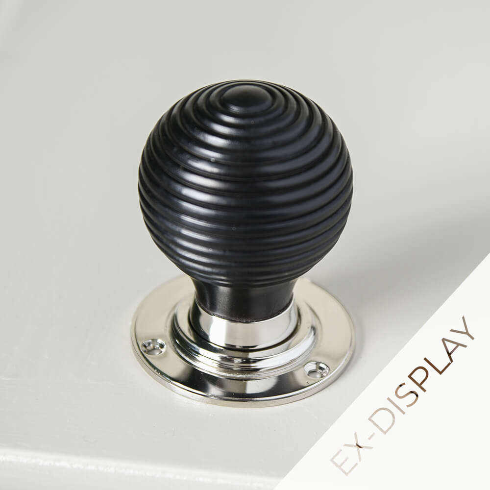 Solid Ebony & Nickel Beehive Door Knobs - Vintage Style Cabinet & Drawer Pulls for Home Decor, Bedroom, Kitchen & Bathroom Hardware Upgrade