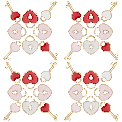 1 Box 60pcs Heart Locks and Keys Charms