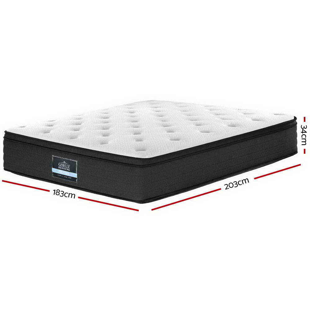 Eve Euro Top Pocket Spring Mattress 34cm Thick King Size - Premium Support for Back Pain Relief & Pressure Relief - Perfect for Master Bedroom, Guest Room & Luxury Hotels