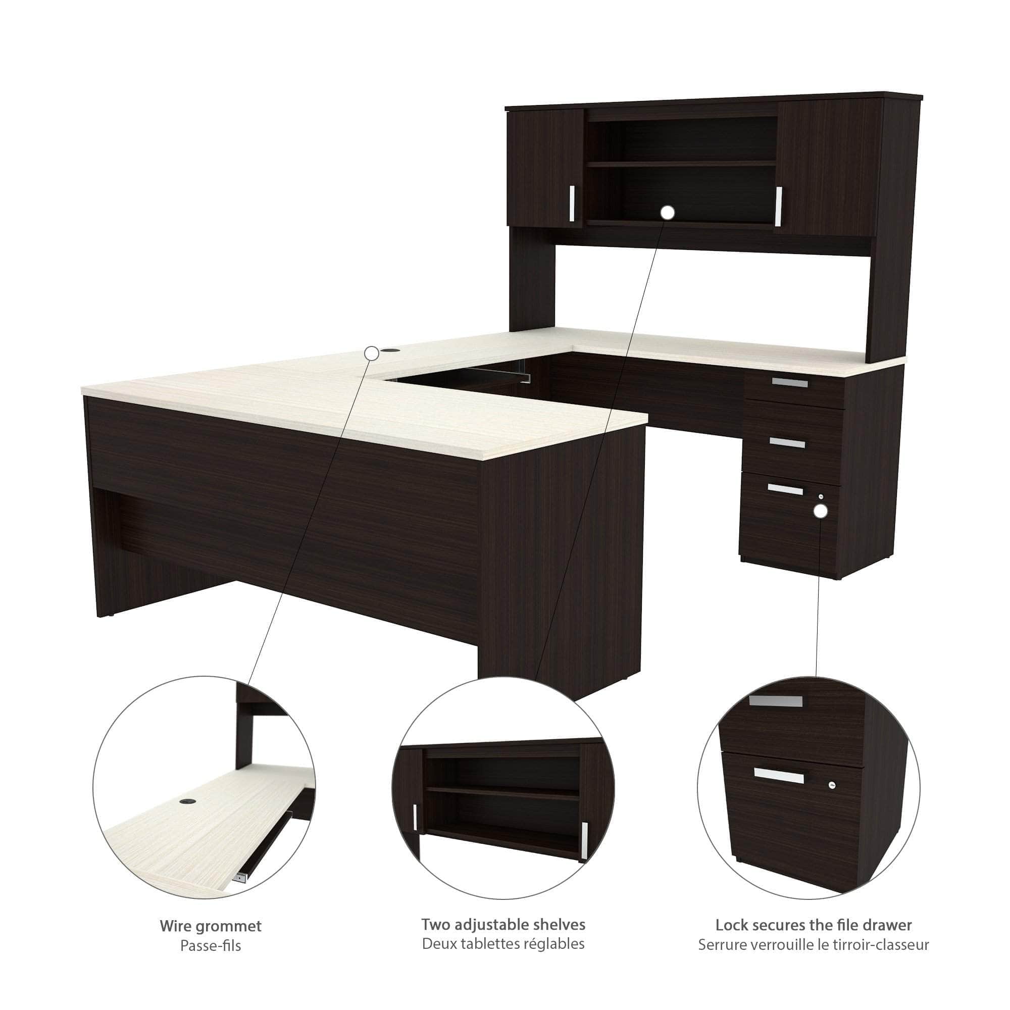 Ridgeley Executive Computer Desk with Hutch, Lateral File Cabinet & Bookcase - 2 Color Options | Home Office & Study Room Furniture for Professionals