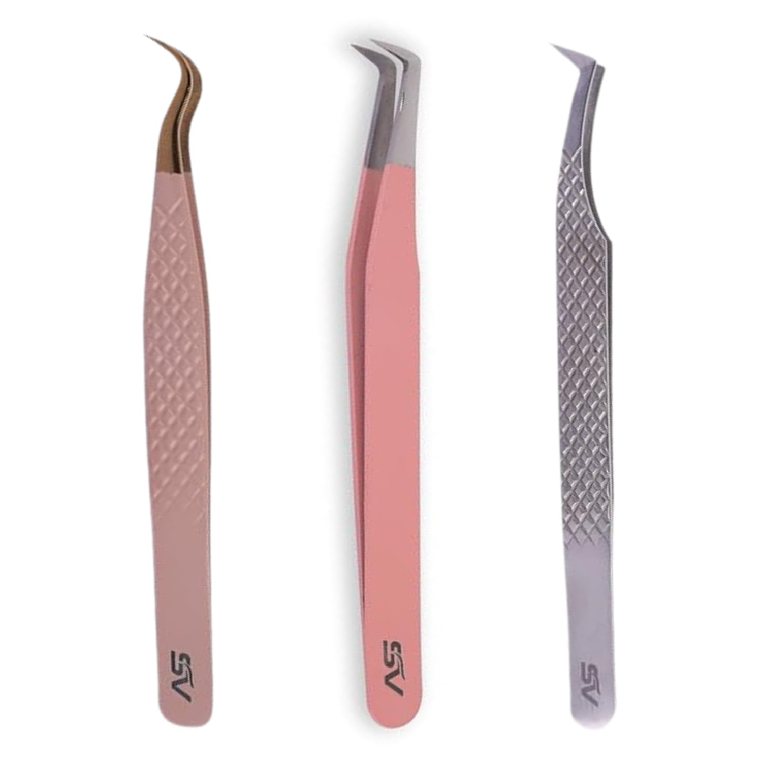 Professional 3-Piece Eyelash Extension Tweezers Set - Stainless Steel Volume, Isolation & Curved Tweezers for Lash Extensions, Nail Art & Makeup - Perfect for Salon Professionals & DIY Beauty