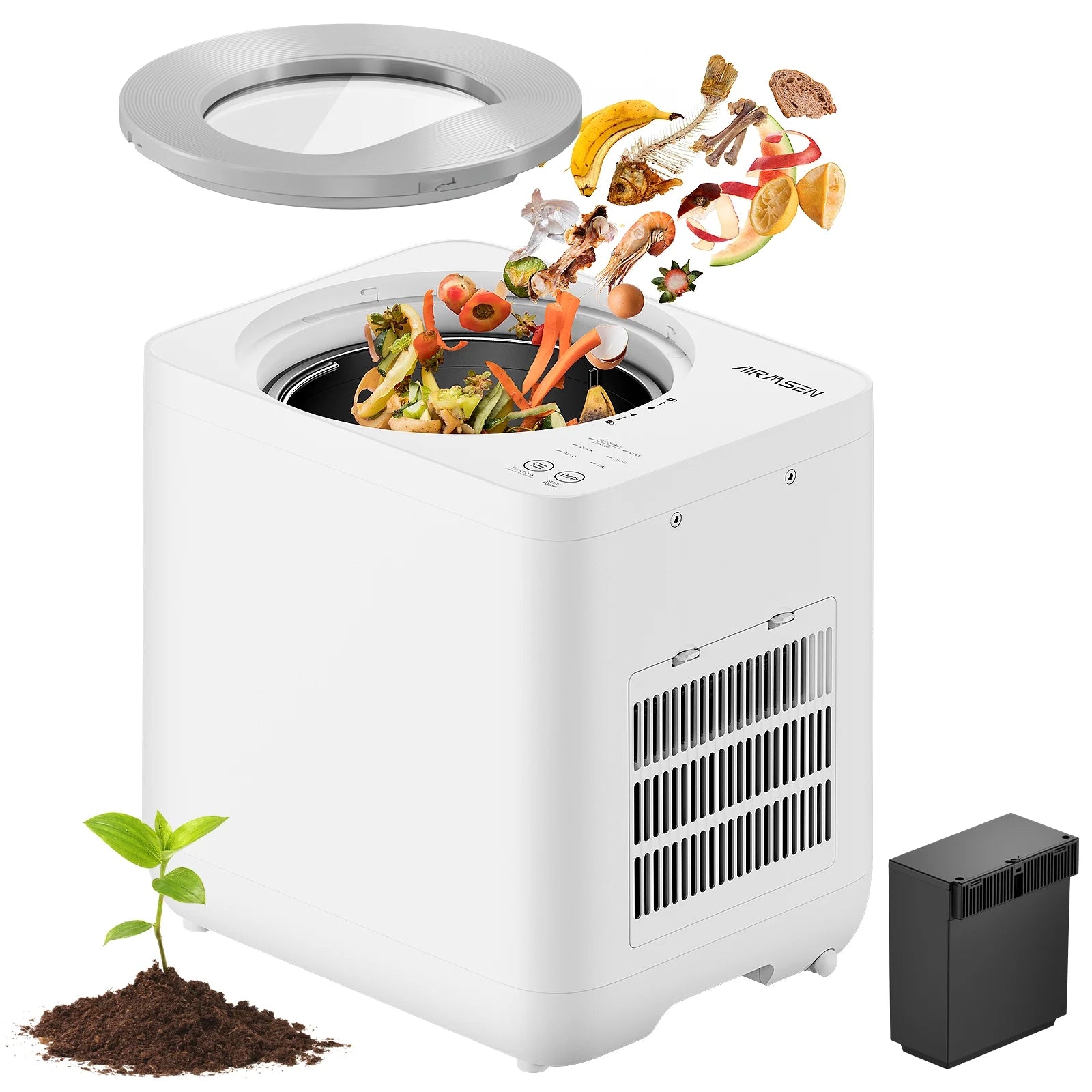 Smart Electric Kitchen Composter - 3.8L Indoor Compost Bin with DC Motor for Organic Waste, Eco-Friendly Food Waste Recycling - Perfect for Home, Apartment & Sustainable Living