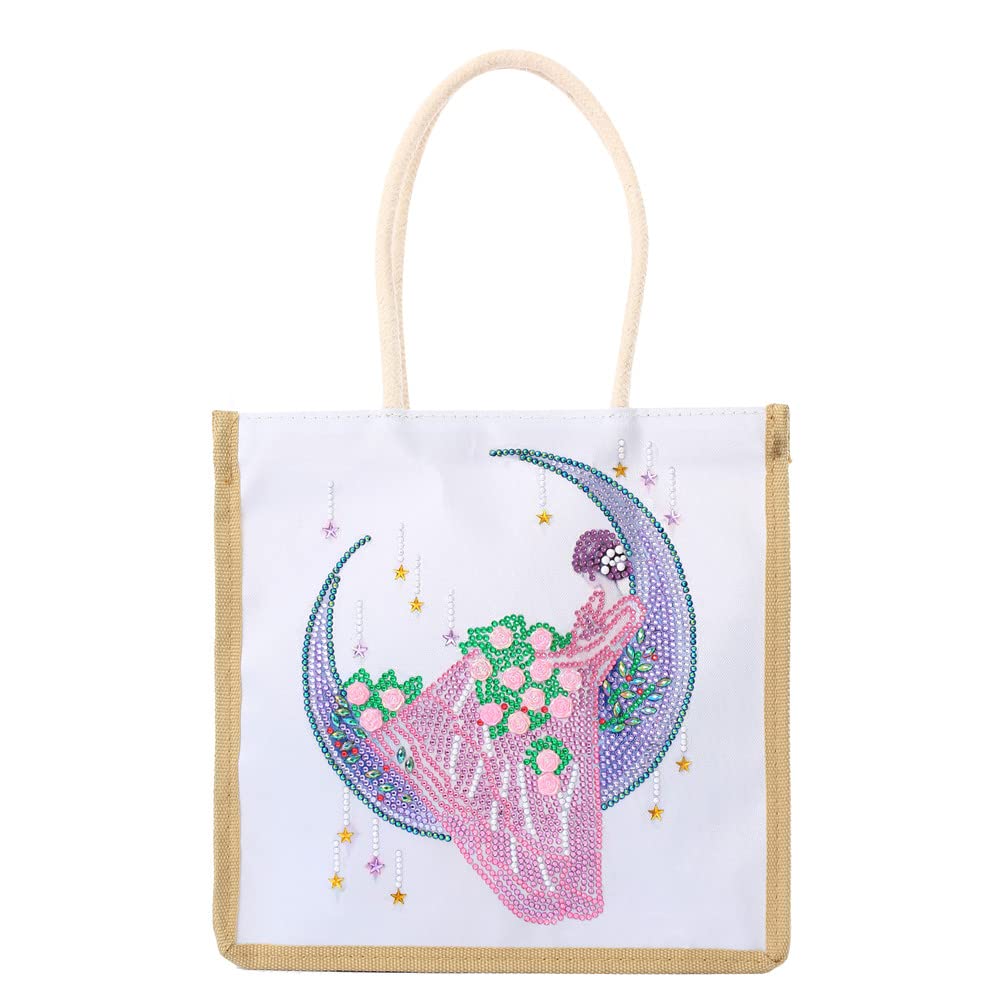 DIY Diamond Painting Tote Bag Kit - 10.3 X 10.3 Inch Canvas Tote Bags for Women, Stitch Gift Bag, Diamond Art Craft Project - Perfect for DIY Gifts, Home Decor & Creative Activities