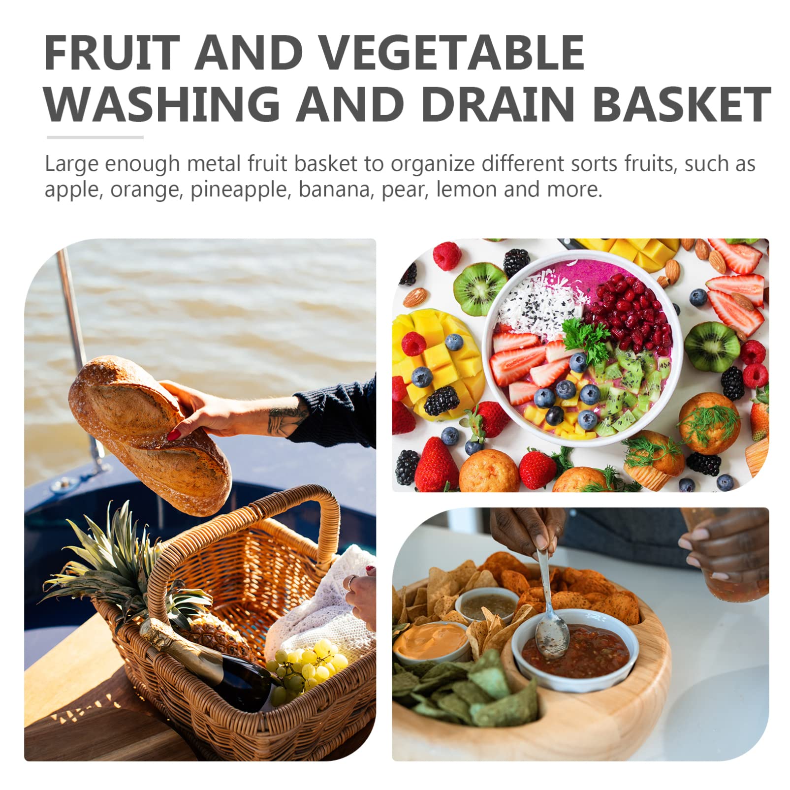 Modern Wire Fruit Basket Bowl - Countertop Holder for Fruits, Veggies & Snacks - Kitchen & Dining Decor
