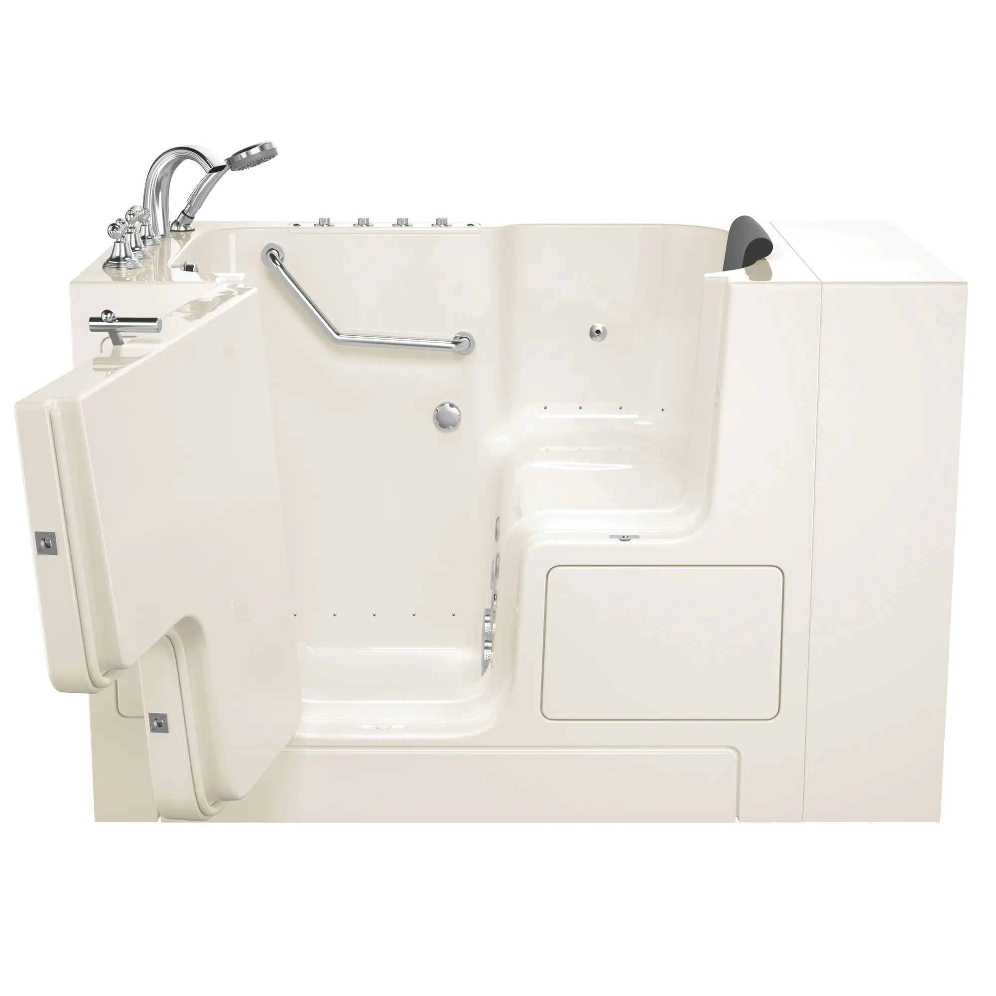 Premium 32 x 52 Inch Gelcoat Walk-in Bathtub with Air Spa & Whirlpool Systems - Left Hand Drain & Faucet - Ideal for Elderly & Mobility Support (ADA Compliant)