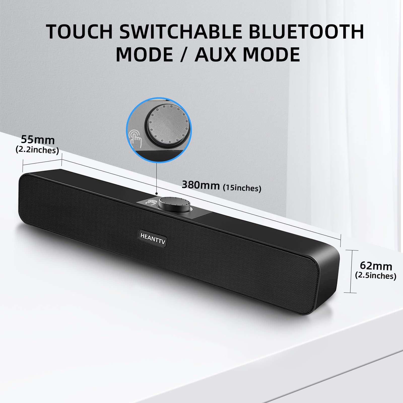 USB PC Speakers with Volume Control - Stereo Sound Bar for Monitor, Laptop, PS5 & Smartphones - Perfect for Gaming & Home Office