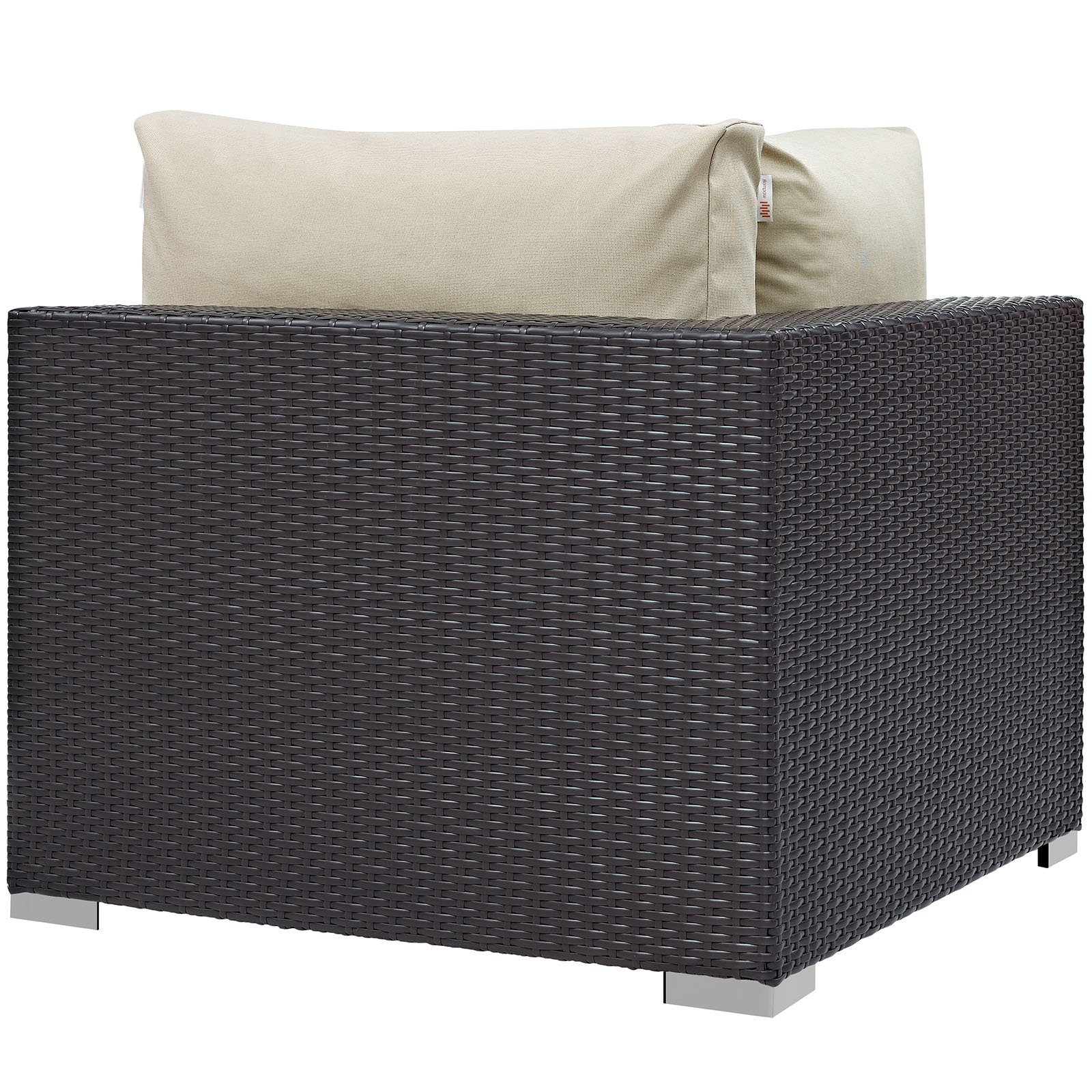 Modway Convene Wicker Rattan Outdoor Patio Sectional Sofa - Espresso Beige Corner Seat for Backyard, Garden & Poolside Relaxation