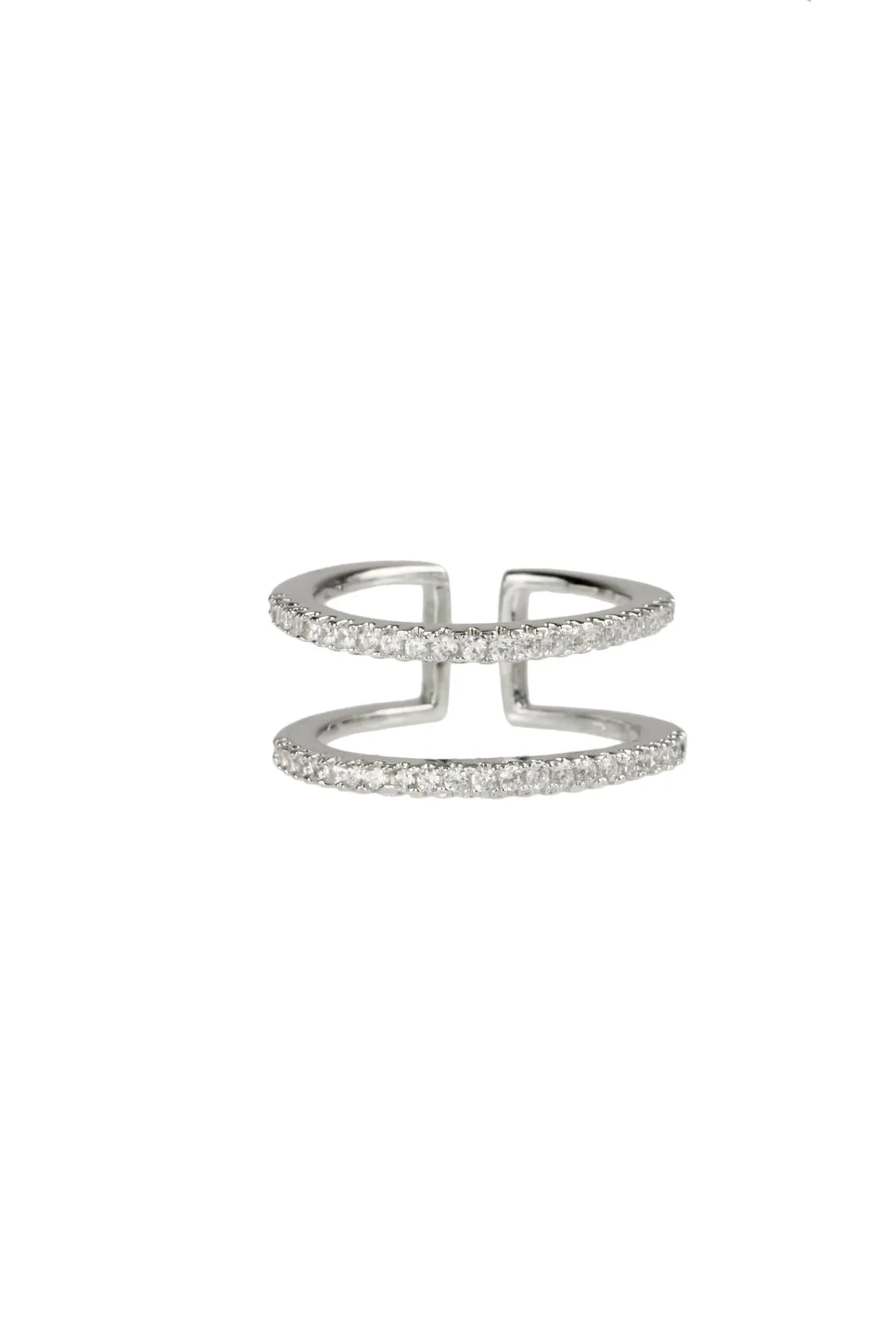 Elegant Two Line Rhinestone Ring for Women - Sparkling Cubic Zirconia Wedding Band, Anniversary Gift - Perfect for Parties, Date Nights & Special Occasions
