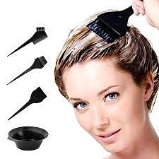 INAAYA Professional Hair Coloring Kit - 4 Pack Hair Dye Brushes & Mixing Bowl for Salon & Home Use | Perfect for DIY Hair Color, Highlights & Root Touch Up (Black)