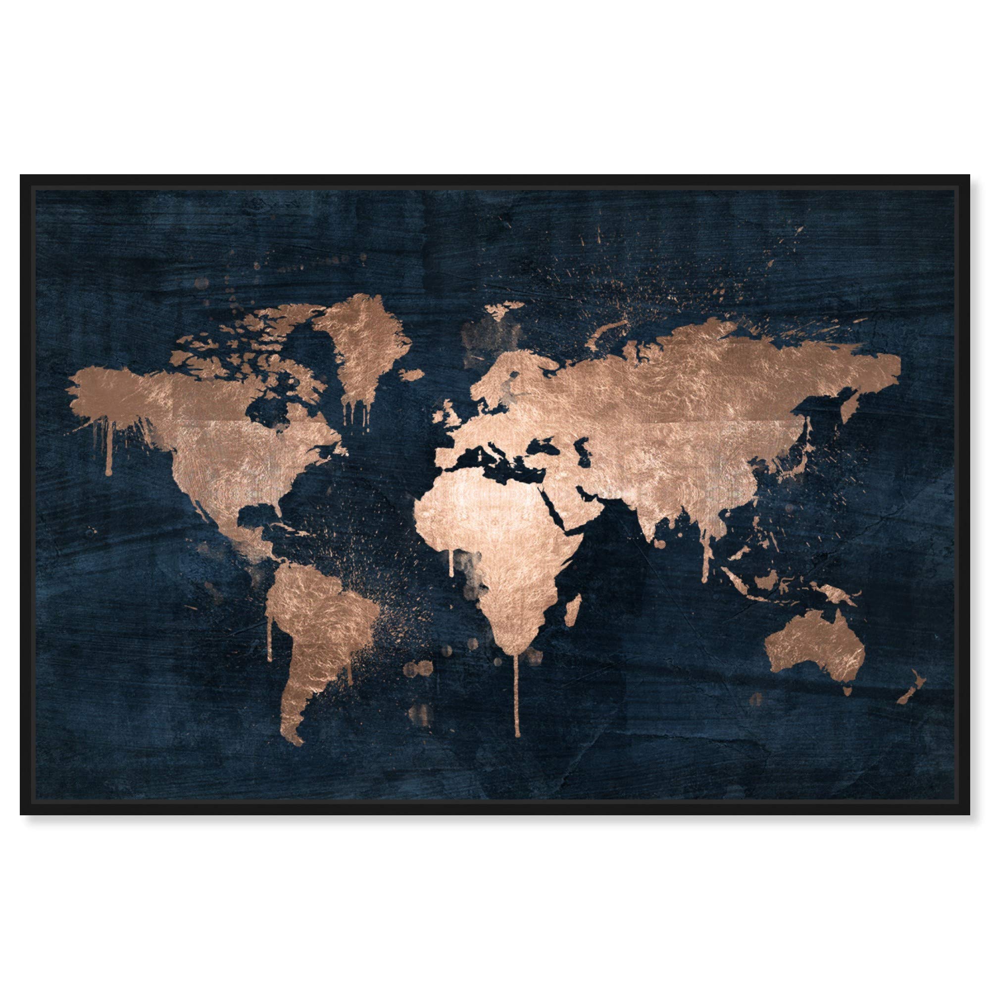Oliver Gal Artist Co. 'Mapamundi Copper' World Map Framed Wall Art - Vintage Style Canvas Print for Home & Office Decor - Perfect for Living Room, Bedroom or Study