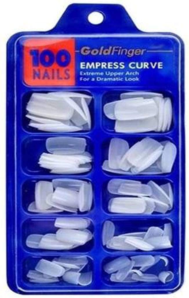 Reusable Artificial Nails Set with Glue (Small) - Extreme Upper Arch for Dramatic Look, Empress Curve Design - 100 Fake Nails & 10ml Nail Glue for Nail Extensions & Salon Quality Manicures at Home