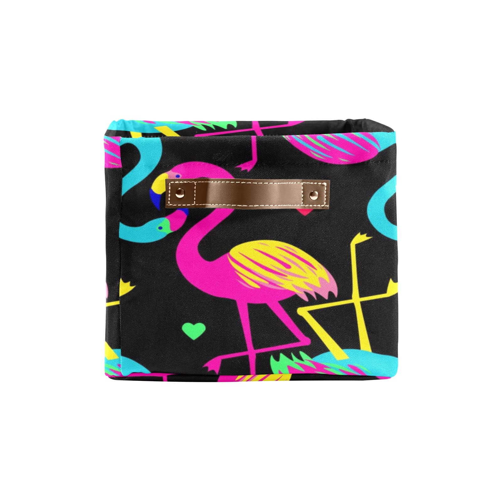 Collapsible Storage Bin with Handle - Tropical Hawaiian Flamingo Design, Foldable Organizer Basket for Clothes, Toys, Pet Supplies & Nursery Items | Perfect for Closet, Bedroom, Kids Room & Home Organization
