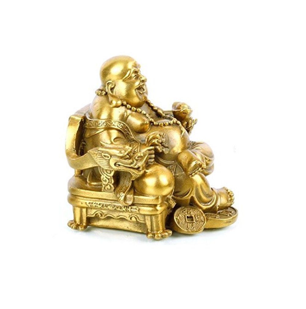 Lucky Laughing Buddha Statue - Feng Shui Maitreya Buddha Figurine Sitting on Emperor's Throne for Good Fortune, Wealth & Happiness | Home Decor, Office Blessing & Meditation Altar Centerpiece