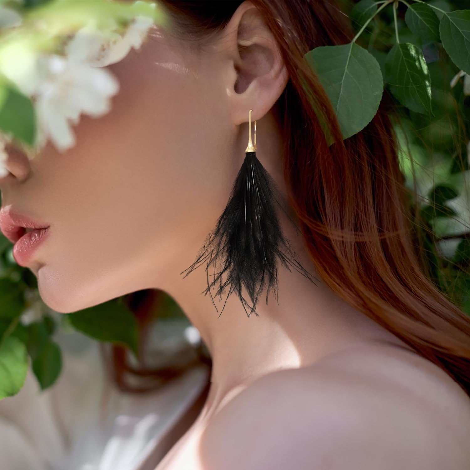 Handmade Bohemian Feather Earrings for Women - Black Dangle Jewelry for Parties, Gifts & Boho Style | Perfect for Festivals, Weddings & Everyday Wear