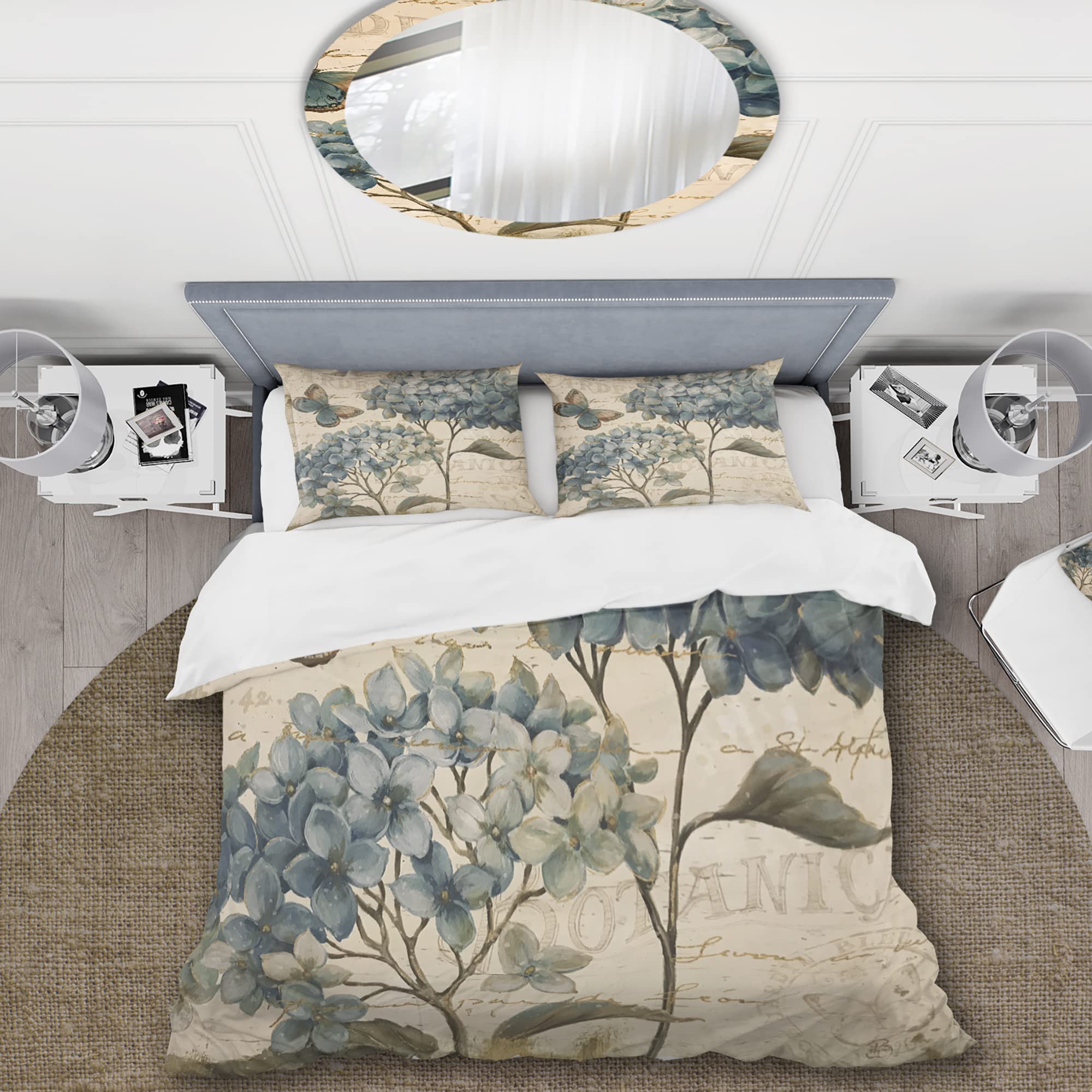 DesignQ 3-Piece King Size Duvet Cover Set - Ultra Soft Hypoallergenic Microfiber Bedding - Butterfly Blue Garden Pattern - All Season Comfort - Machine Washable - Perfect for Master Bedroom, Guest Room & Vacation Homes