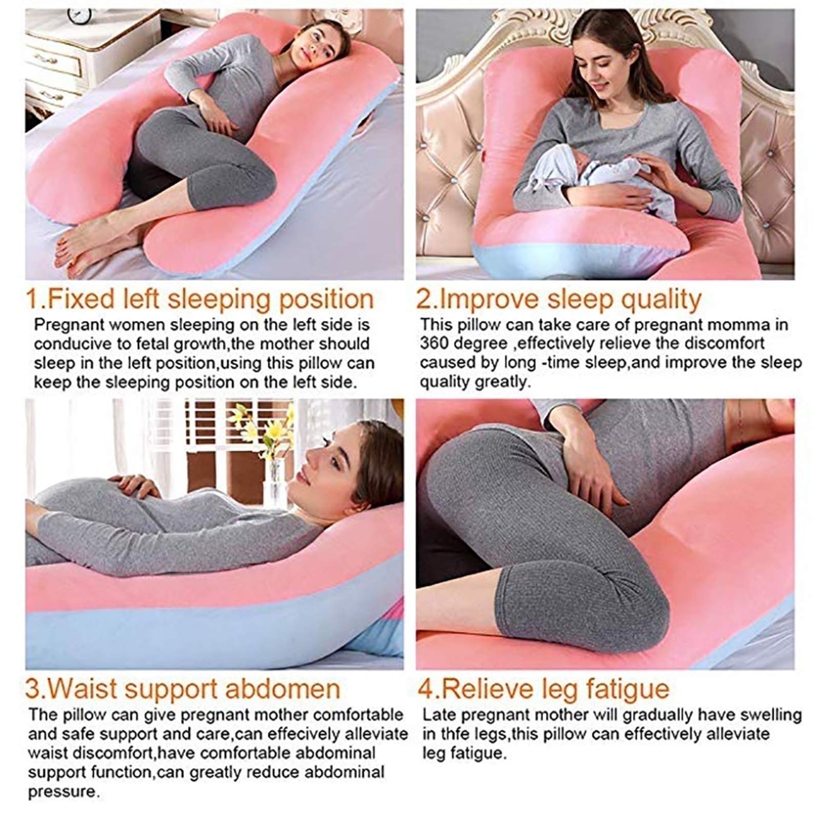 U-Shaped Pregnancy Pillow for Maternity Support - Full Body Pillow for Pregnant Women & Side Sleepers - Comfortable Nursing & Maternity Cushion - Perfect for Sleeping, Breastfeeding & Relaxation at Home