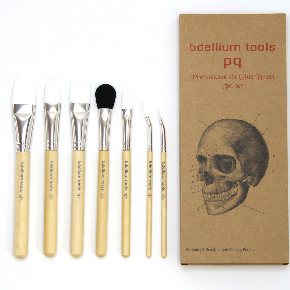 Bdellium Tools SFX Glue Brush Set - 7 Piece Professional Makeup Brush Kit for Special Effects, Halloween & Cosplay - Perfect for FX Artists, Theater & Film Makeup Application