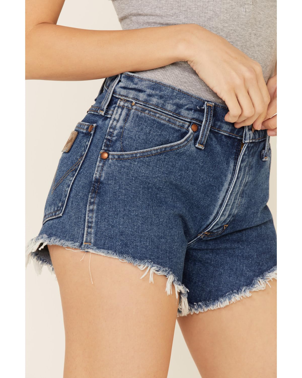 Wrangler Women's Frayed Hem Denim Shorts - Comfortable Distressed Denim Cutoffs for Casual Wear, Summer Outfits & Outdoor Activities