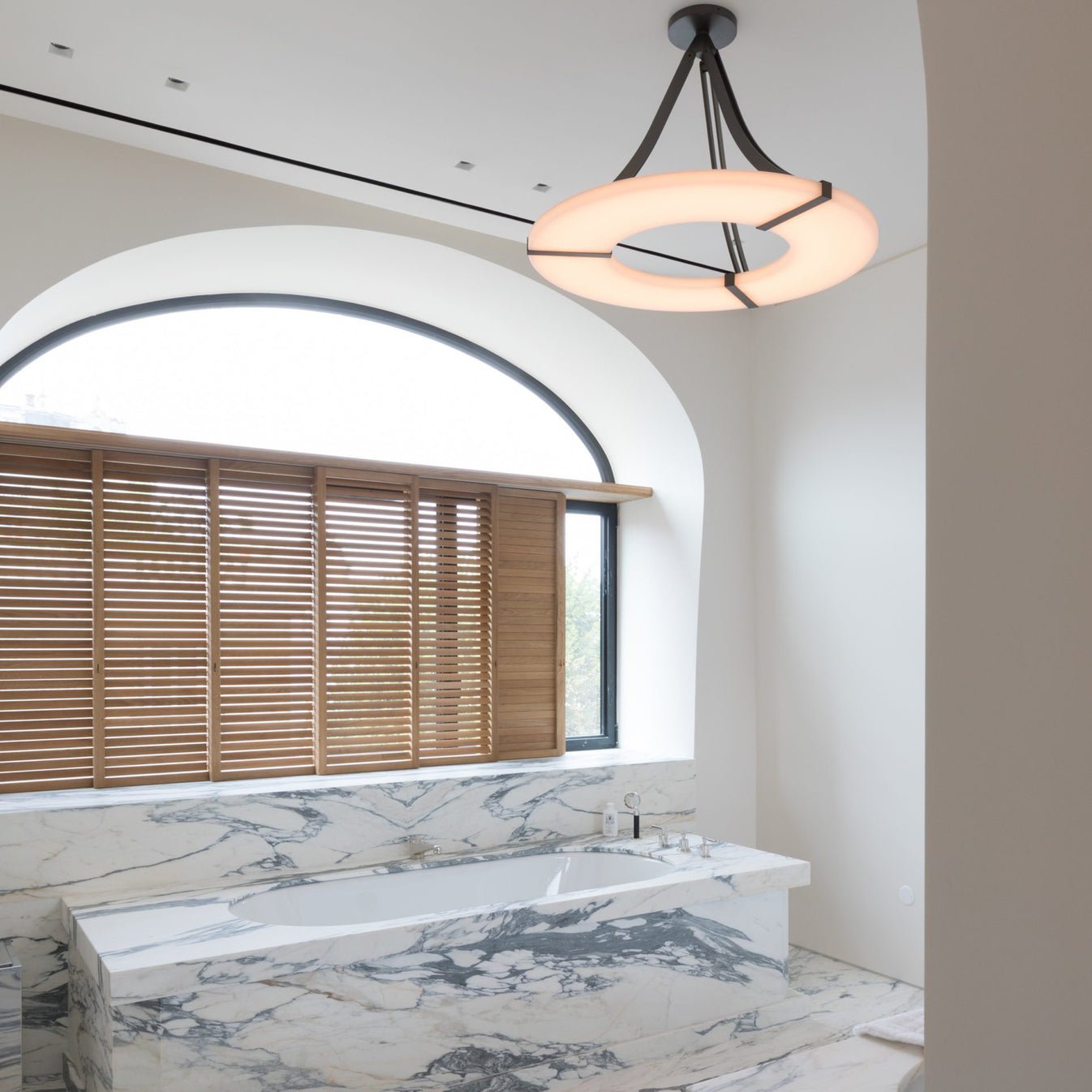 Elegant Alabaster Halo Pendant Light - Modern Ceiling Fixture for Dining Room, Kitchen Island & Bedroom Lighting