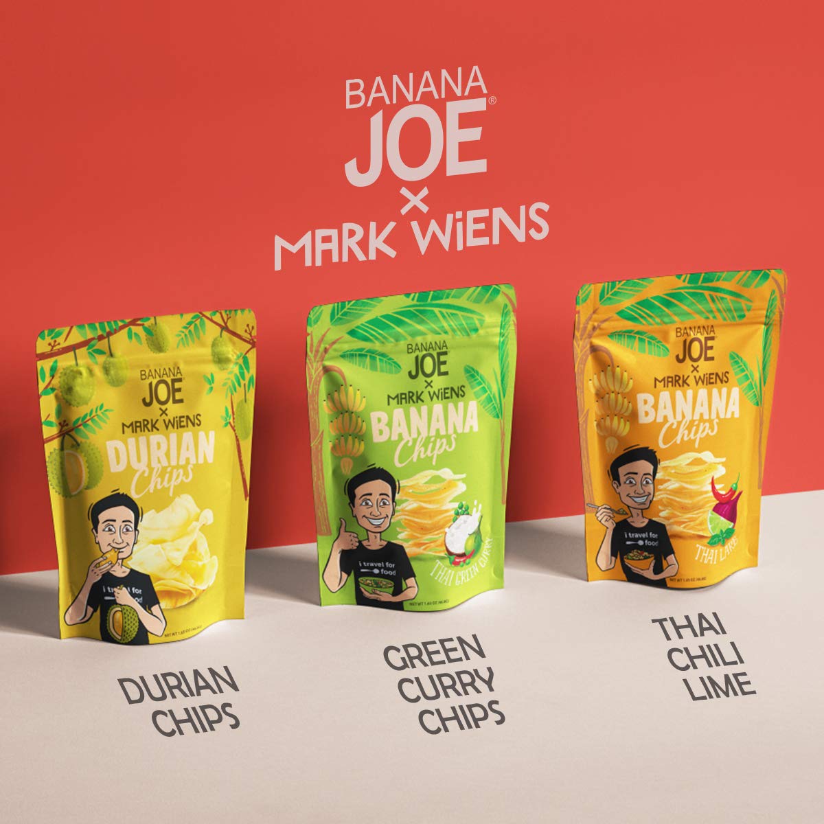 **Mark Wiens Durian Chips - Thai Gluten-Free Vegan Snack, Dehydrated Durian Fruit Crisps, 100% Real Durian, Healthy Asian Mornthong Fruit Snack, Pack of 4 x 1.65 oz - Perfect for Travel, Office, and Movie Nights**