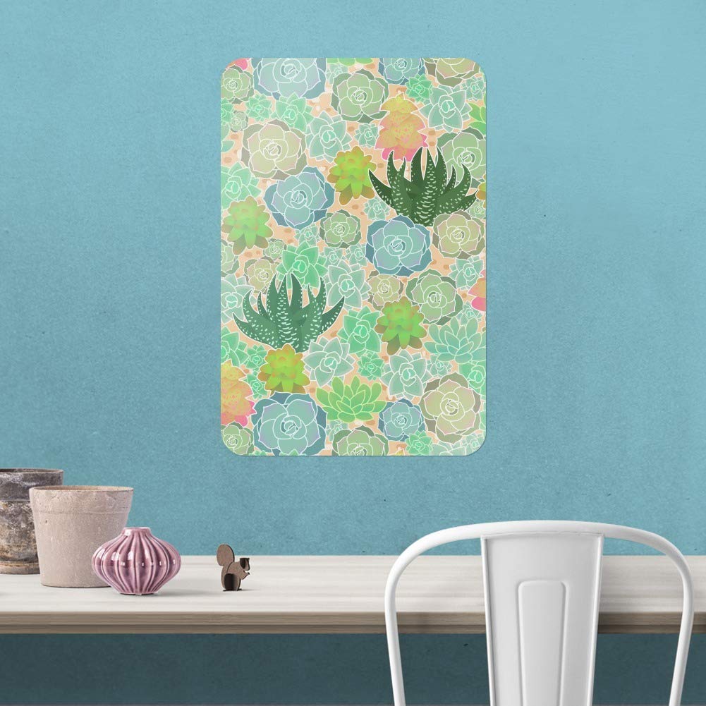 Succulent Cactus Aloe Plants Pattern Wall Art Sign - Modern Home & Office Decor for Living Room, Bedroom, Workspace | Graphic Design Business Signage