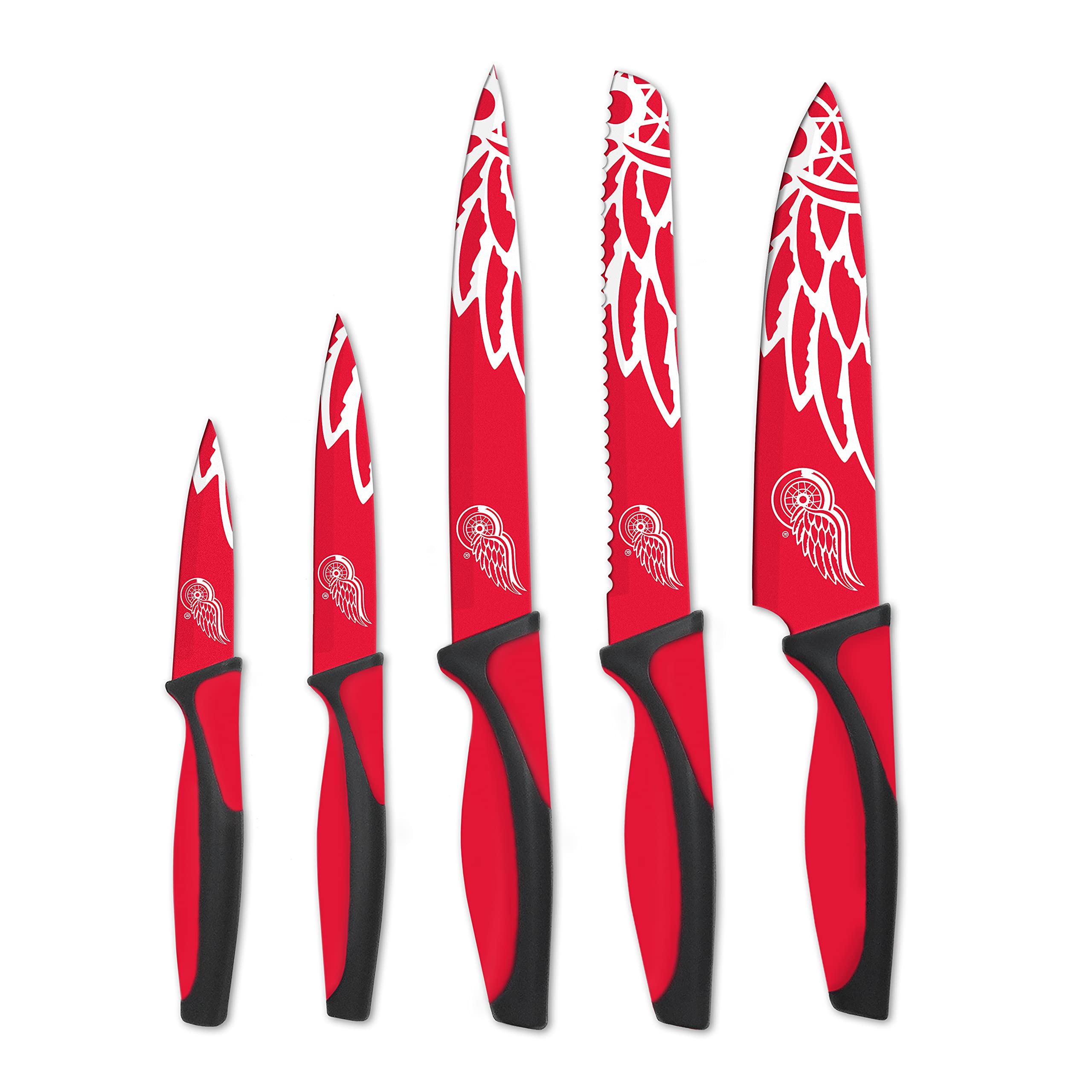 Premium NHL-Themed 5-Piece Kitchen Knife Set - Professional Chef, Bread, Carving, Utility & Paring Knives - Stainless Steel Dishwasher Safe Cutlery - Perfect Gift for Hockey Fans & Home Cooks - Great for Game Day Food Prep & Entertaining