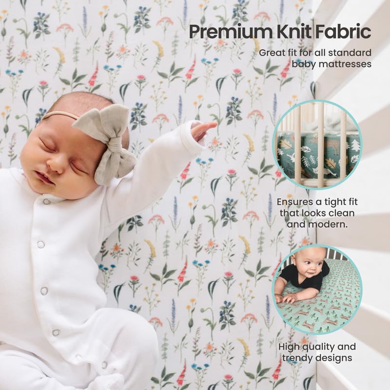 Premium Copper Pearl Fitted Knit Crib Sheet - Soft Baby Crib Mattress Cover for Toddler & Infant - Breathable & Stretchy Nursery Bedding (Rowan Pattern) - Perfect for Daycare, Home Nursery & Travel Cribs