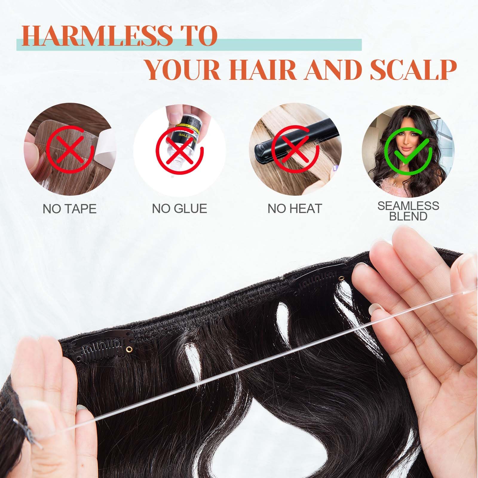 Benehair Miracle Wire Hair Extensions for Women - 22