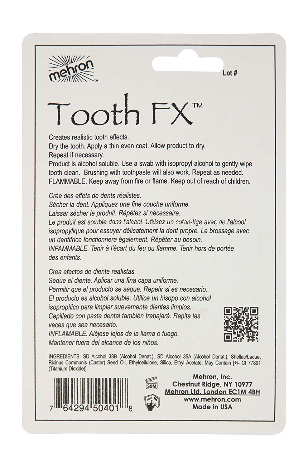 Mehron Makeup Tooth FX Kit with Brush - Special Effects White Tooth Makeup for Halloween, Movies, Theater & Cosplay - 0.25 oz Professional Costume Makeup for Scary, Zombie & Vampire Looks