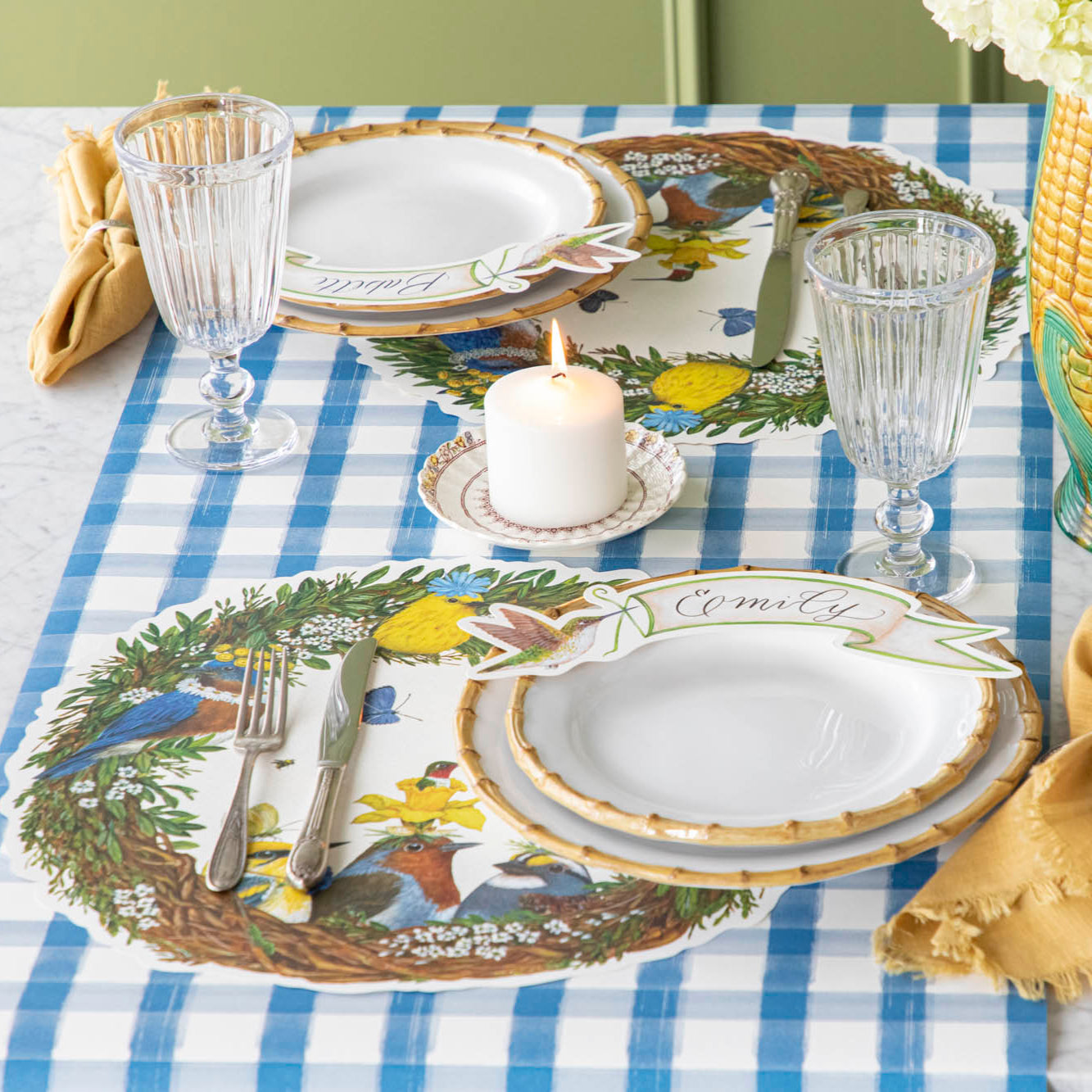 Songbird Wreath Placemat - Laser Cut Floral Table Decor for Spring & Summer Dining - Perfect for Easter, Mother's Day & Wedding Table Settings
