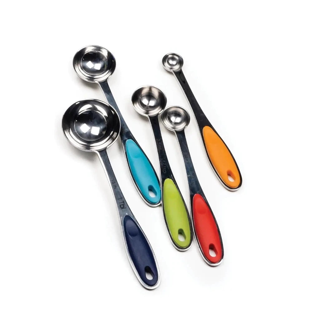 Premium Stainless Steel Measuring Spoons Set - 6-Piece Colorful Kitchen Measuring Spoons for Baking, Cooking & Coffee - Dishwasher Safe & Rust-Proof