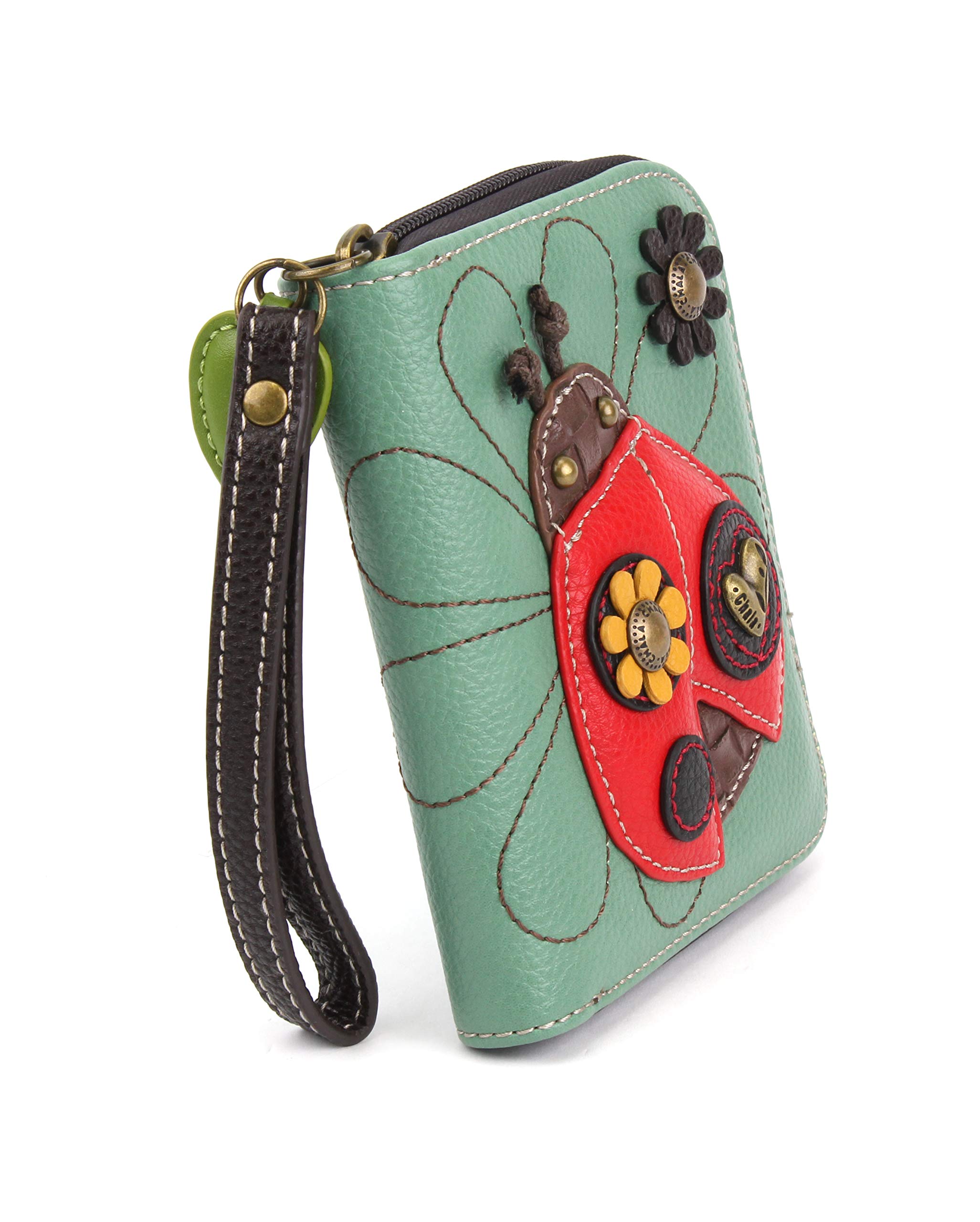 CHALA Teal Hobo Style Ladybug Shoulder Bag with Matching Zip Wallet Set | Cute Insect-Themed Handbag for Women | Perfect for Casual Outings, Shopping & Travel