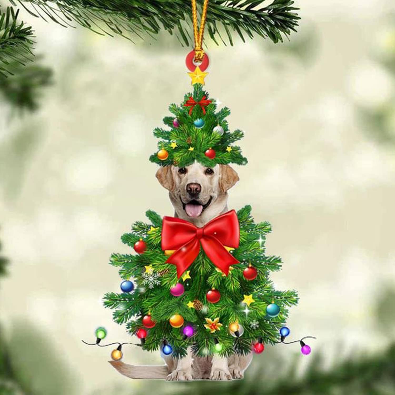 Labrador Retriever Christmas Ornaments - 3-Pack Mica Plastic Xmas Tree Decorations, Mirror Hanging Car Interior Accessories for Holiday Decor | Perfect for Christmas Trees, Car Mirrors, and Gift Giving