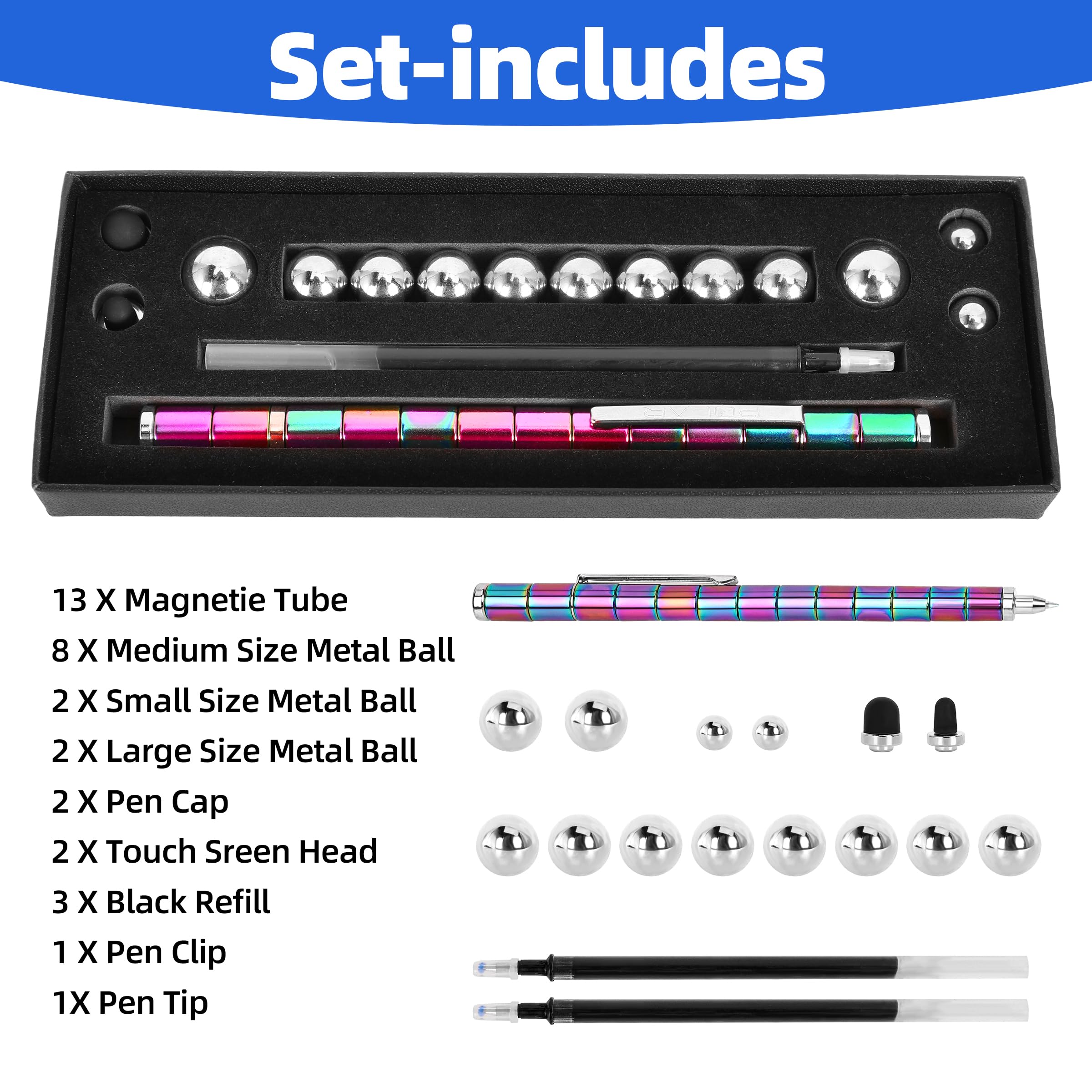 Magnetic Fidget Pen - Stress Relief & Focus Toy for Teens & Adults - Fun Office & School Desk Gadget - Perfect Gift for Boys, Girls & Kids - Great for ADHD, Anxiety & Boredom Relief