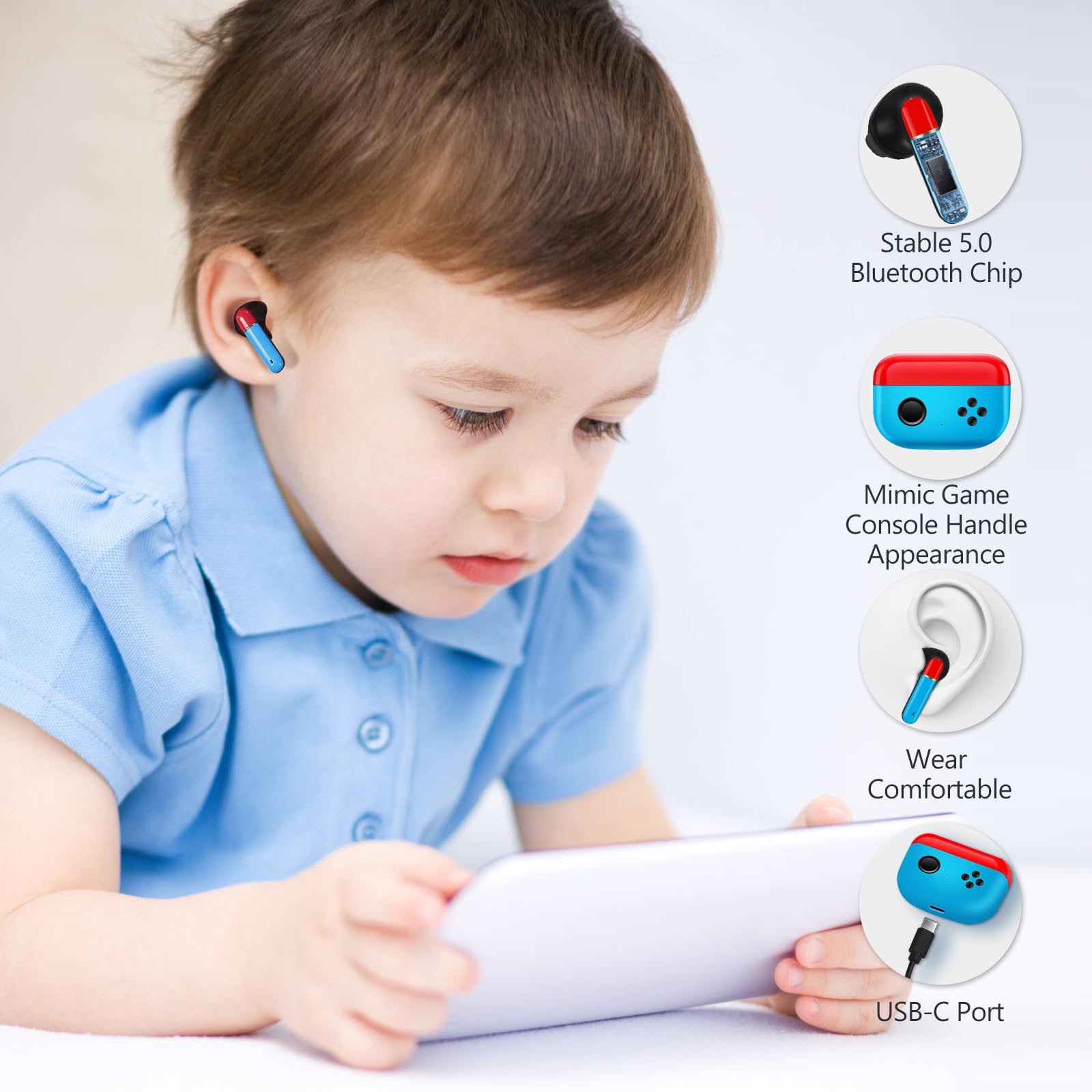 2 Pack Kids Wireless Earbuds Bluetooth 5.3 with Touch Control & Charging Case - Noise Cancelling Headphones for Children & Adults | Perfect for School, Sports, Travel & Gift Giving