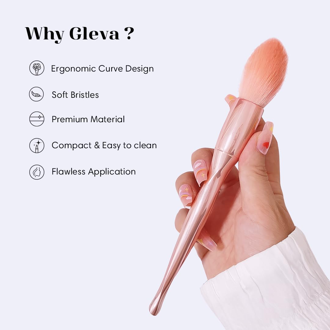 Gleva Concealer Brush, Blush Brush & Contour Brush Set - Soft Synthetic Bristles, Fashion Twist Waist Design, Shiny Plating Surface - Perfect for Foundation, Blending & Contouring Makeup - Ideal for Women & Girls (Great for Everyday Makeup & Professional Looks)
