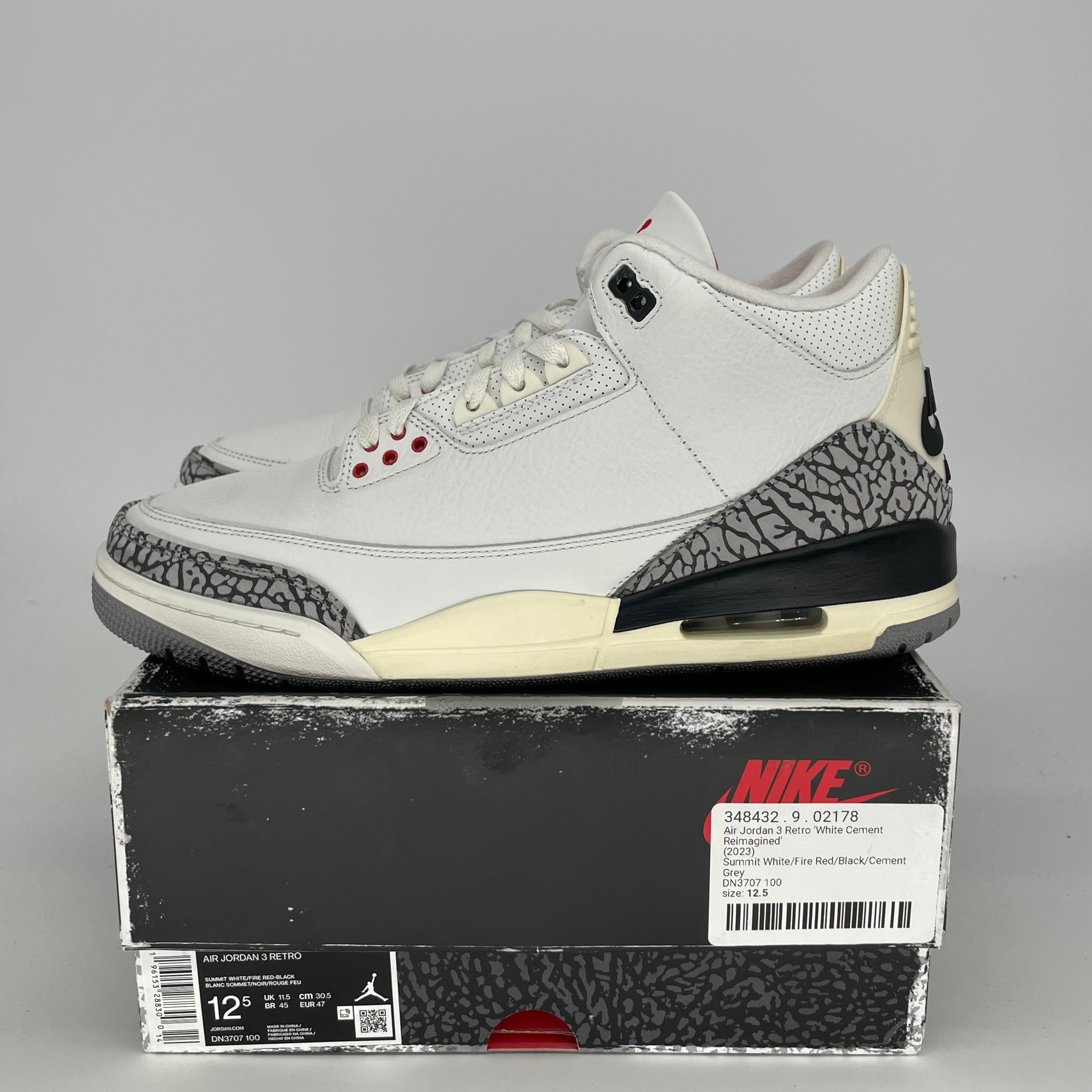 AIR JORDAN 3 White Cement Reimagined - Men's Size 12.5 (DN3707-100) - Authentic Retro Basketball Shoes for Sneaker Collectors & Streetwear Fashion