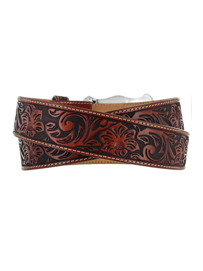 Justin C11194 Men's Classic Longhorn Leather Belt - Genuine Leather Western Belt for Men - Brown Cowhide Dress Belt - Perfect for Casual, Office & Western Wear