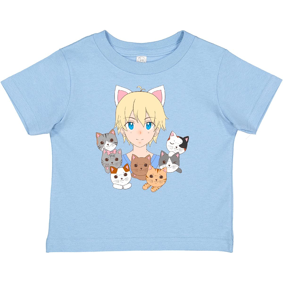 Inktastic Neko Anime Boy with Cats Graphic Baby T-Shirt - Cute Japanese Kawaii Style Cotton Tee for Toddlers & Infants - Perfect for Anime Lovers, Birthday Gifts & Casual Wear