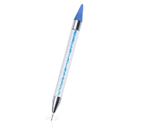5pcs Double-head Crystal Nail Drill Pens - Blue for Nail Art & Salon Use