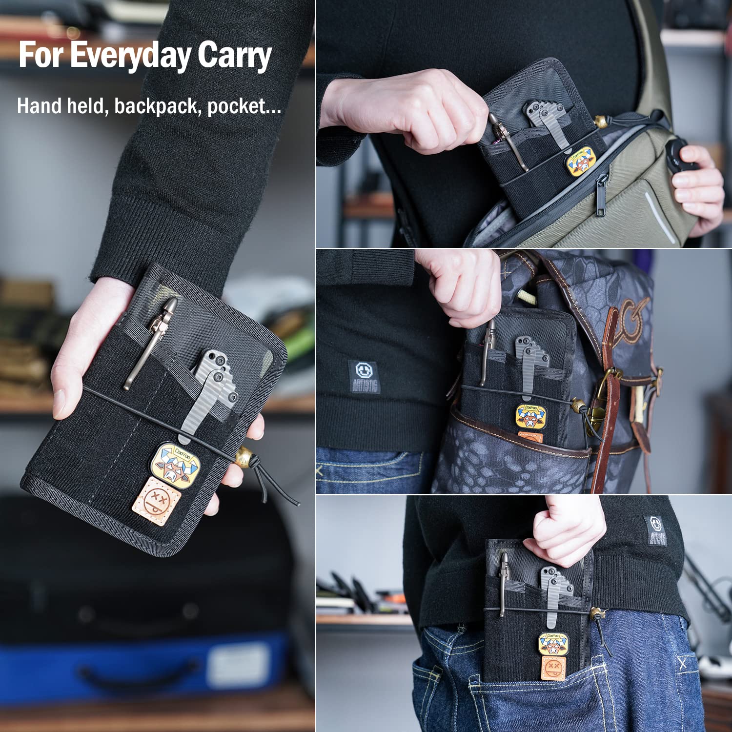 VIPERADE VE11 Pocket Journal Pouch - EDC Wallet & Small Notebook Cover for Field Notes | Nylon Utility Organizer with DIY Patch Area | Perfect for Outdoor Adventures, Travel & Everyday Carry