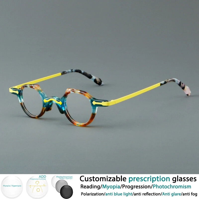 CCspace Women's Full Rim Irregular Round Acetate Eyeglasses Frame 302177 - Trendy Retro Glasses for Women, Fashionable Eyewear for Work, Reading & Daily Use