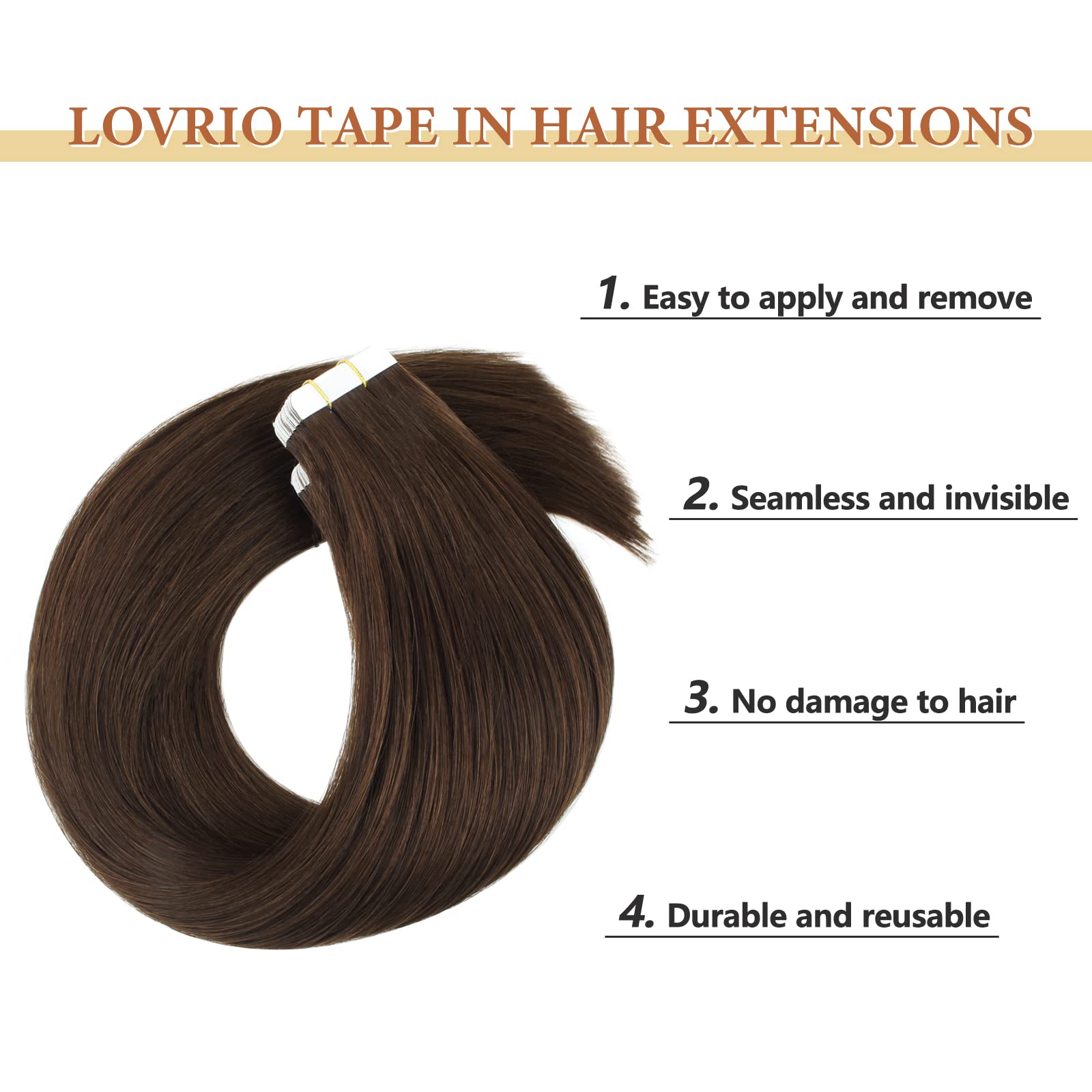 20 Pcs 50g Dark Brown Invisible Soft Human Hair Tape-in Extensions - Double Sided Remy Hair for Natural Look & Easy Application - Perfect for Daily Styling, Volume Boosting & Special Occasions