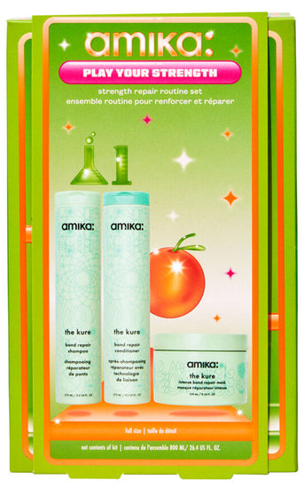Amika Play Your Strength Holiday Hair Care Gift Set - Sulfate-Free Shampoo, Conditioner & Styling Products for All Hair Types - Perfect for Christmas, Birthdays & Special Occasions