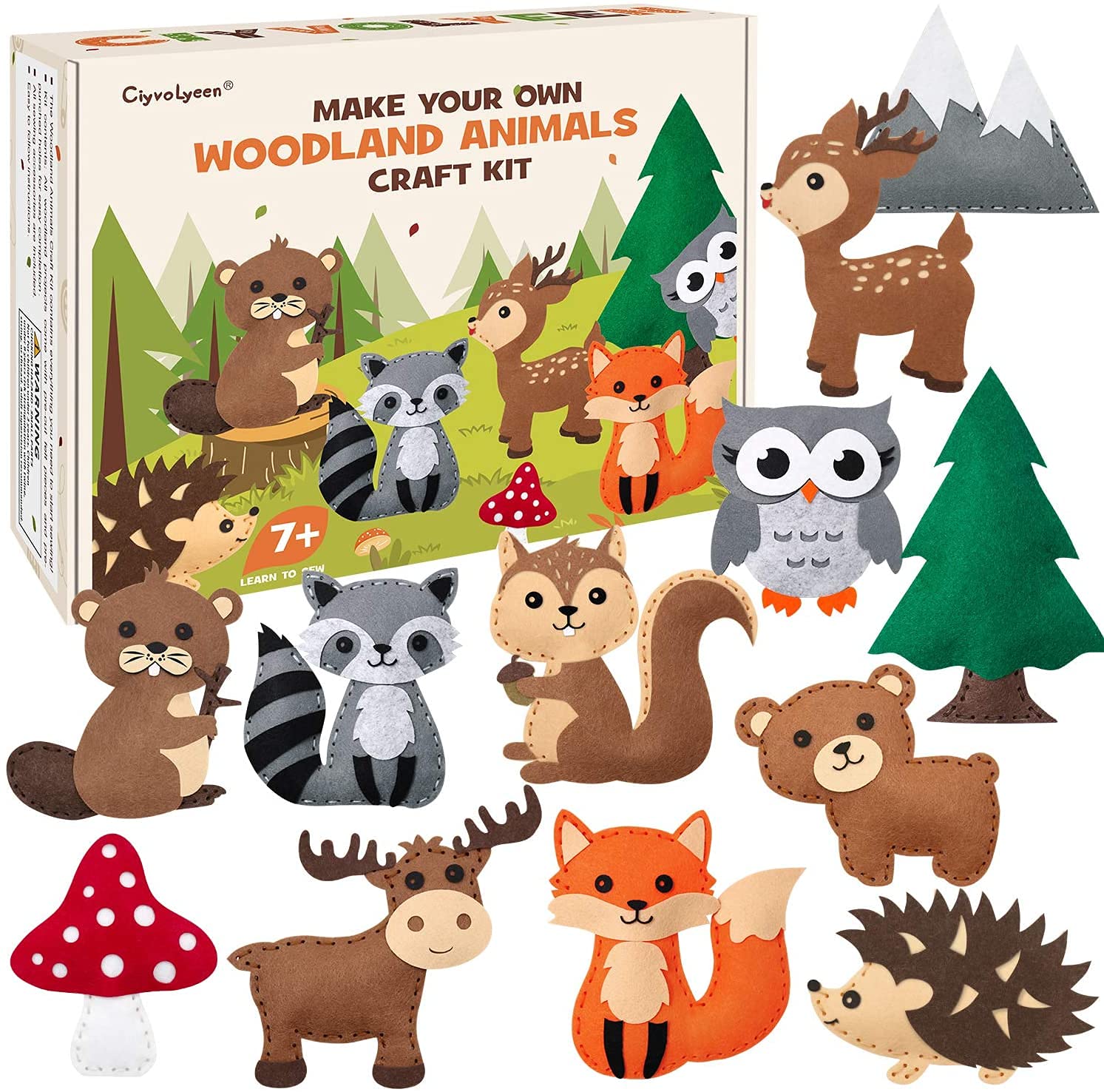 CiyvoLyeen 2 Pack Animal Sewing Craft Kit for Kids - Woodland Animals & Puppy Felt DIY Sewing Kit for Beginners | Fun Educational Activity for Preschoolers & Toddlers | Perfect for Birthday Gifts & Classroom Projects