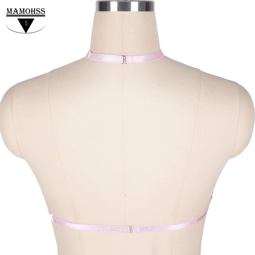 MAMOHSS Women's Elastic Cupless Hollow Out Strappy Body Harness Cage Bra - Sexy Festival Rave Wear, Bachelorette Party, Nightclub Outfit, Cosplay Costume Accessory
