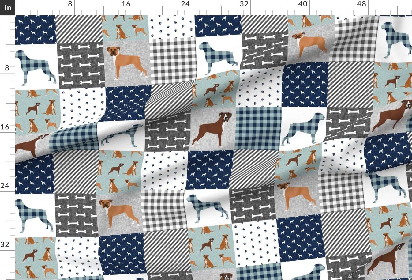 Premium Spoonflower Fabric - Custom Boxer Dog Breed Portrait Printed on Soft Minky Fabric by The Yard - Perfect for Pet Quilts, Nursery Decor, Baby Blankets & Quilt Backing - DIY Sewing Projects for Dog Lovers