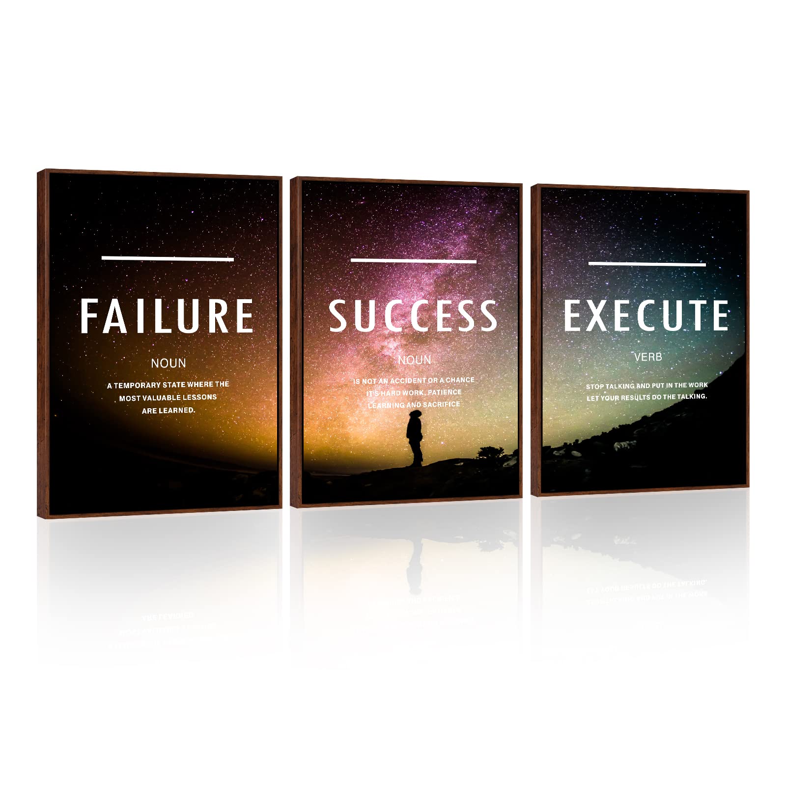 HLIWEGNS Motivational Canvas Wall Art - Inspirational Framed Office Decor for Living Room & Bedroom - Execute Failure Success Paintings with Positive Quotes - Leadership Gift for Men & Women - Perfect for Home, Office & Workspace Motivation