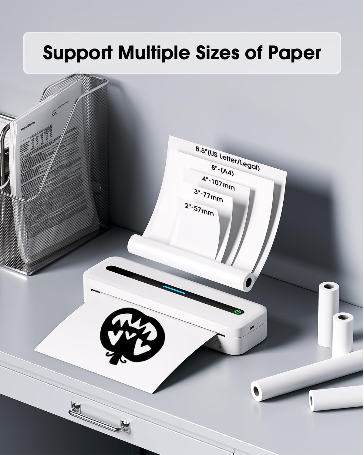 Itari M832 Wireless Thermal Printer - Portable Bluetooth Printer for Travel, 300dpi Inkless Printing, Compatible with Android, iOS & Laptop (Supports 8.5