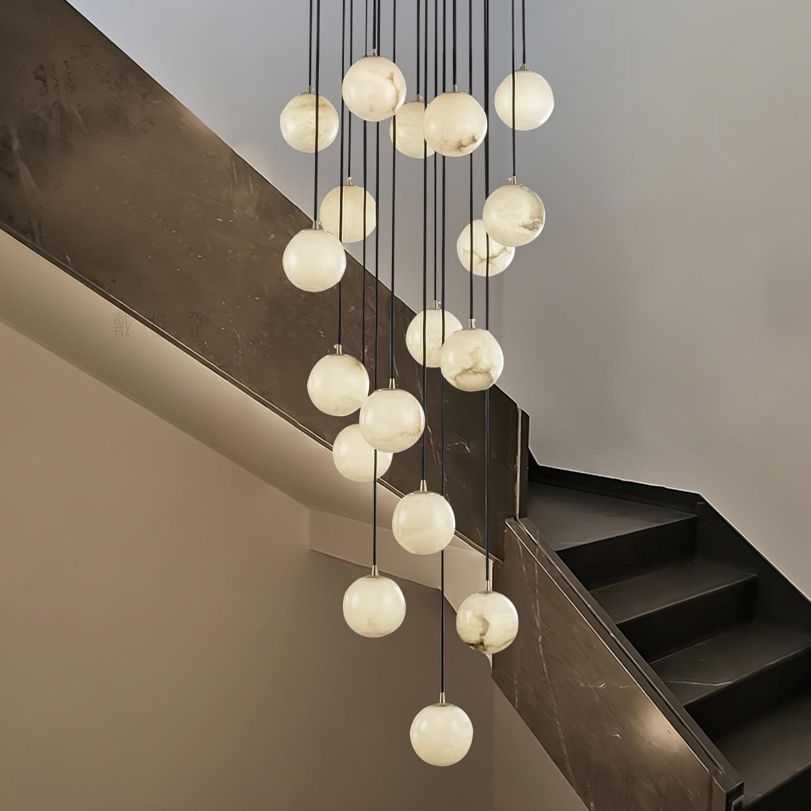 Elegant Alabaster Balls Cluster Chandelier - Modern Crystal Ceiling Light Fixture for Dining Room, Living Room & Bedroom Decor